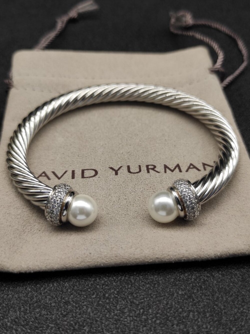 ♕David Yurman full diamond pearl bracelet